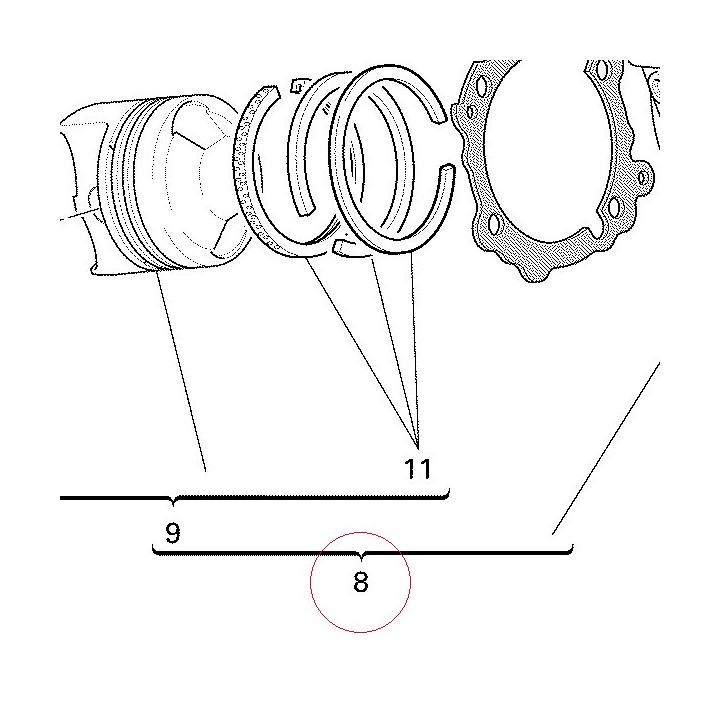 Horizontal cylinder-piston assembly 12021481A