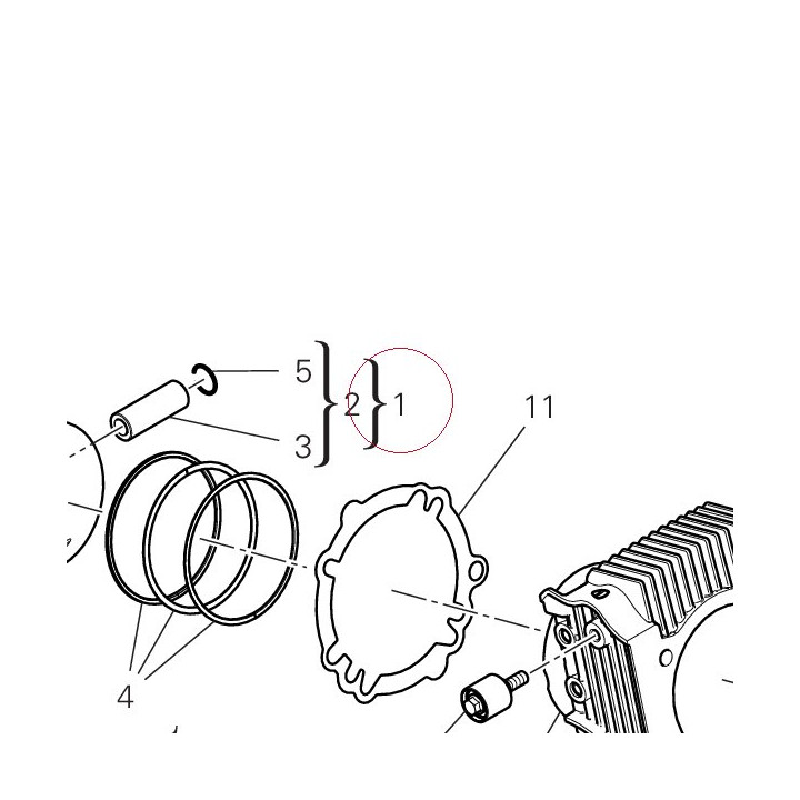 Cylinder-piston fit horizontal 12022761C