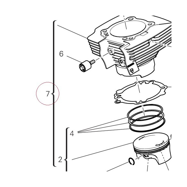 Cylinder-piston fit vertical 12022774AB