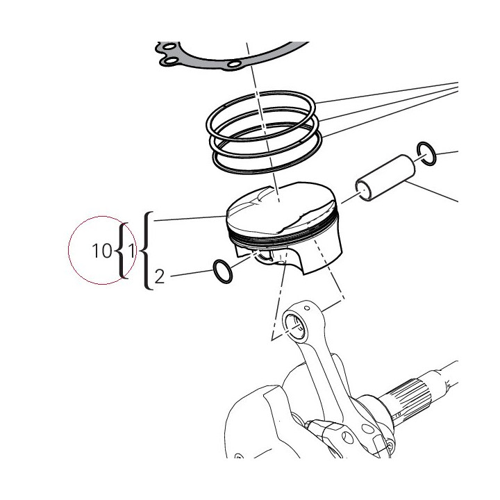 Vertical cylinder-piston assembly 12023222BA