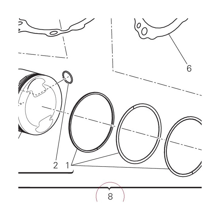 Horizontal cylinder-piston fit 120P2922A