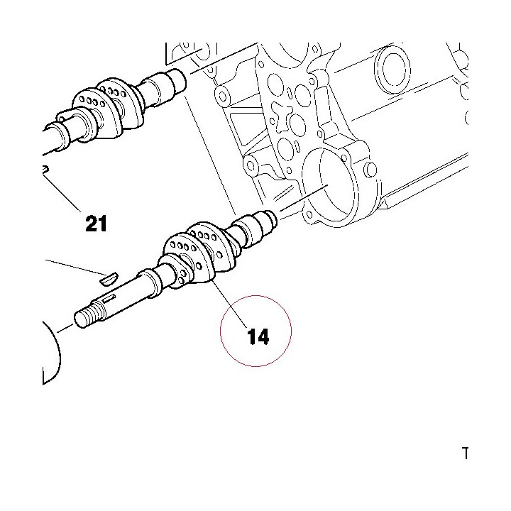 Horizontal exhaust camshaft 14810041A