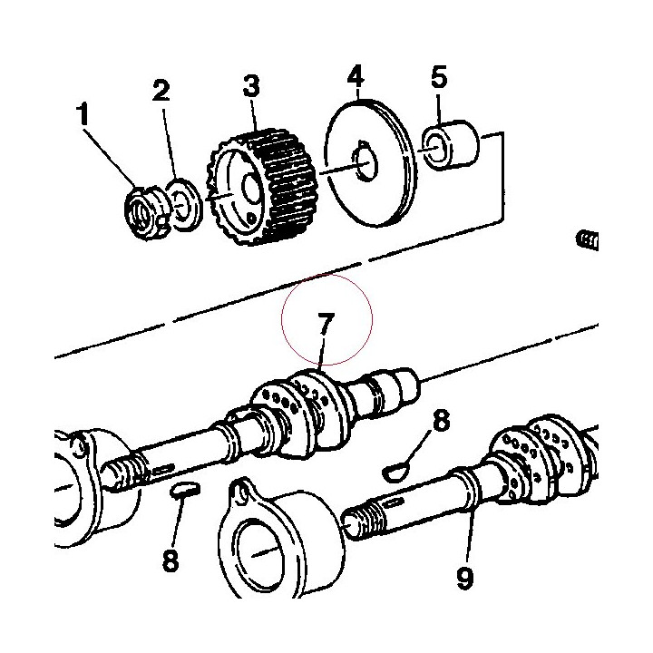 Vertical exhaust camshaft 14810281A