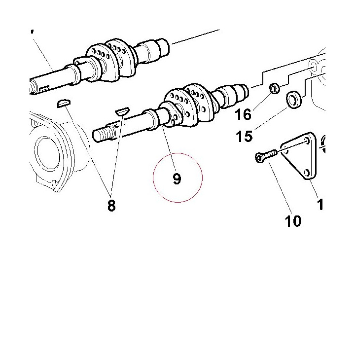 Vertical intake camshaft 14810381A