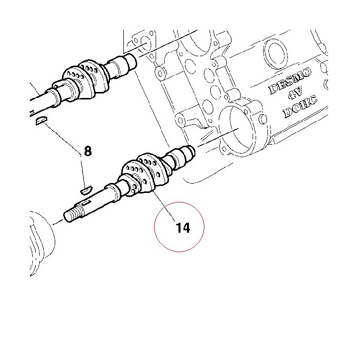 Horizontal exhaust camshaft 14810541A
