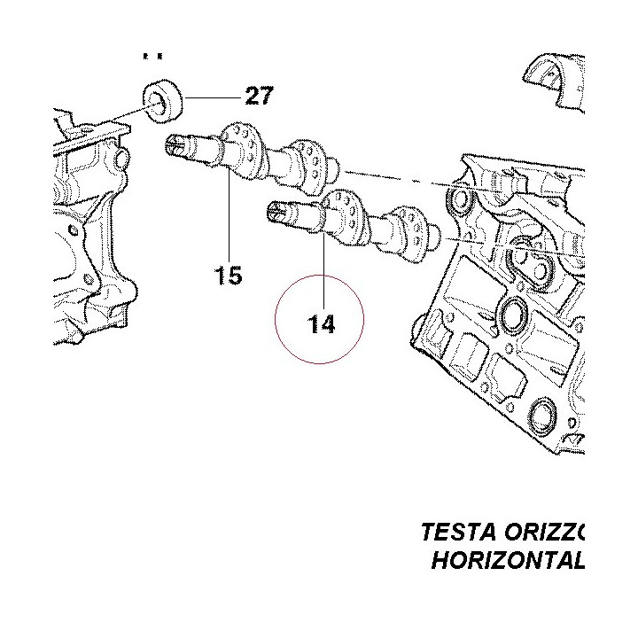 Horizontal exhaust camshaft 14820742B