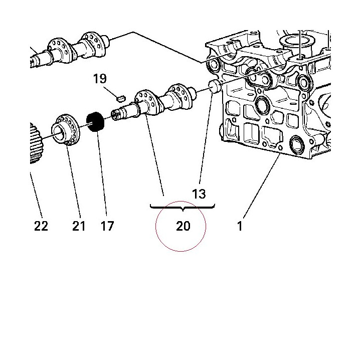 Vertical intake camshaft 14820792B