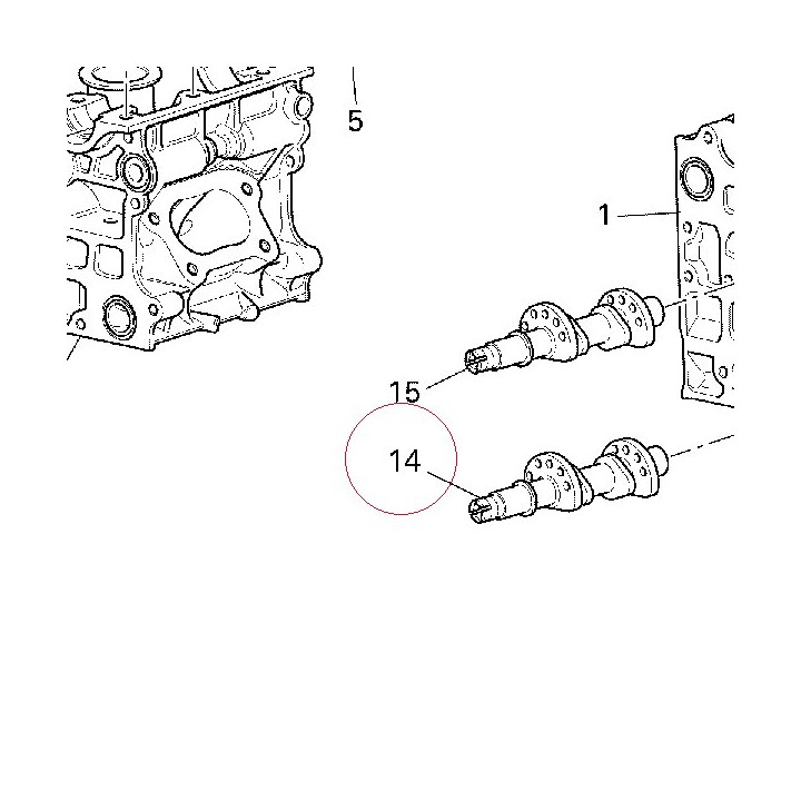 Horizontal exhaust camshaft 14820801B