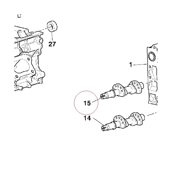 Horizontal intake camshaft 14821861A