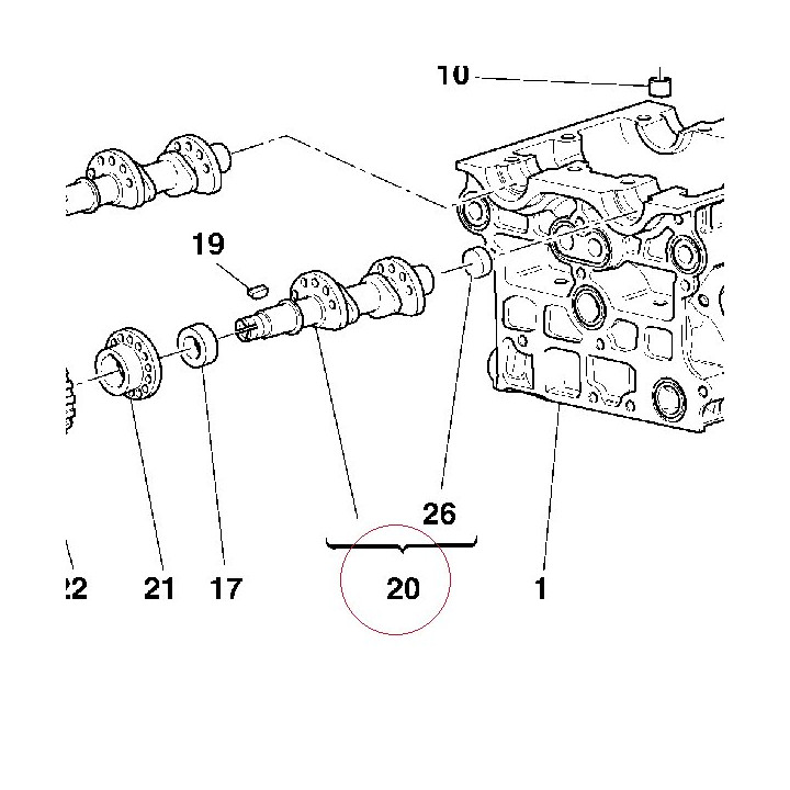 Vertical intake camshaft 14821881A