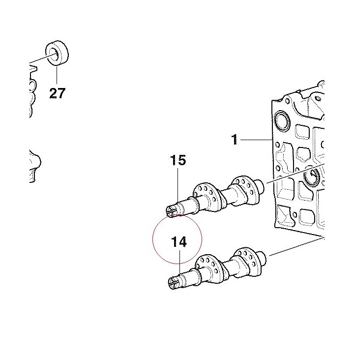 Horizontal exhaust camshaft 14821921A