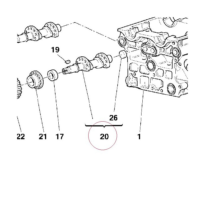 Vertical intake camshaft 14822231A