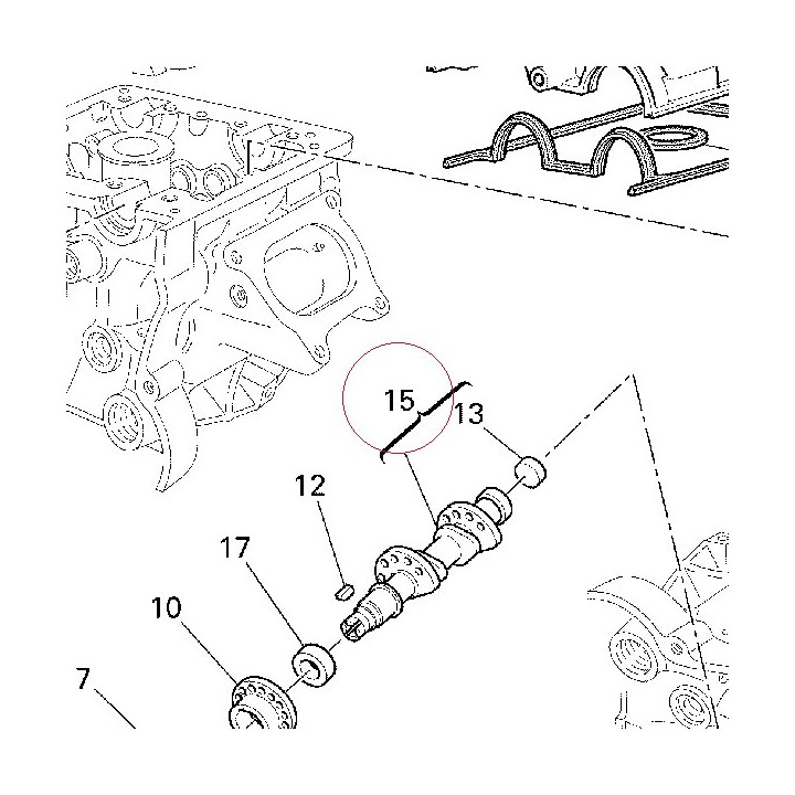 Horizontal intake camshaft 14823062A