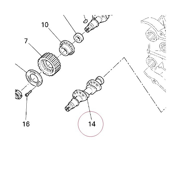 Horizontal exhaust camshaft 14823082A