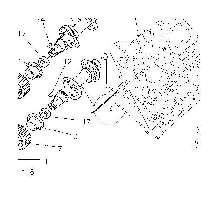 Horizontal exhaust camshaft 14823121B
