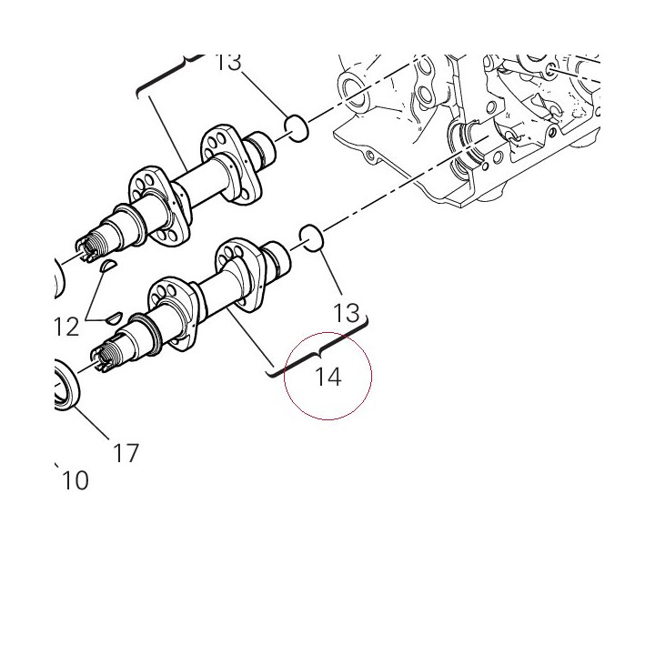 Horizontal exhaust camshaft 14823441B
