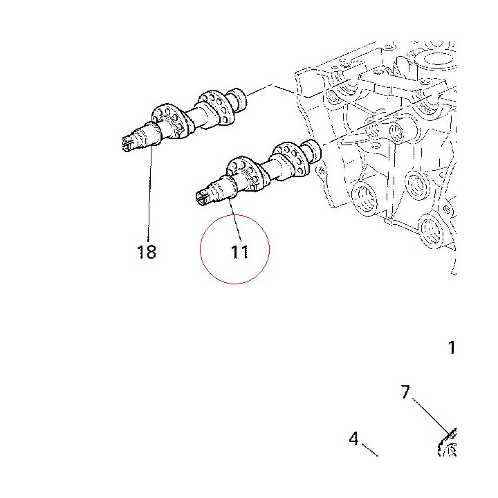 Vertical intake camshaft 14823631B