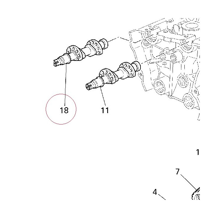 Vertical exhaust camshaft 14823651B