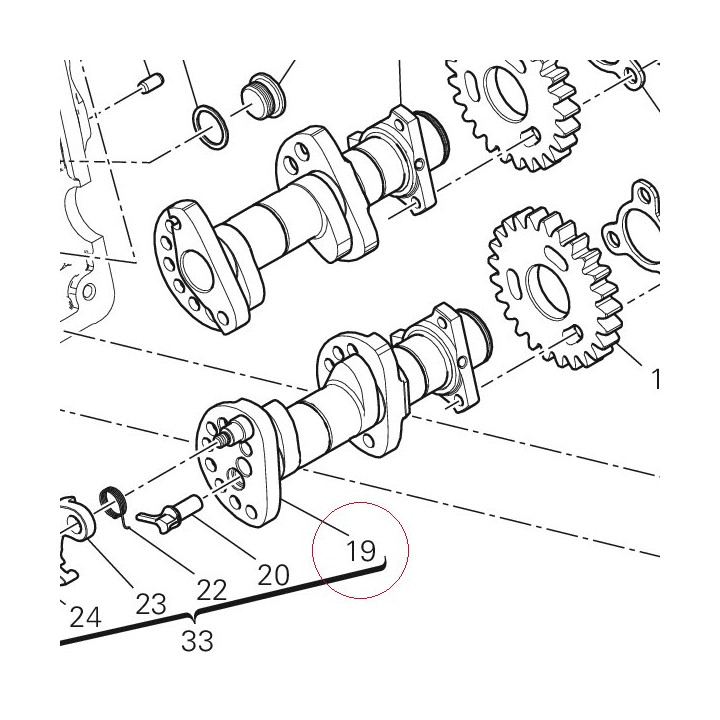 Horizontal exhaust camshaft 14824211B