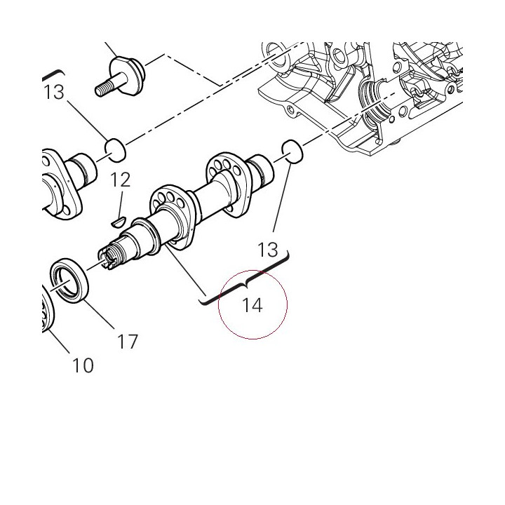 Horizontal exhaust camshaft 14824242A