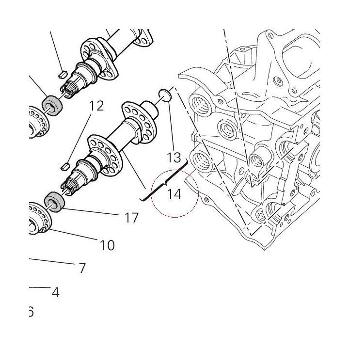 Horizontal exhaust camshaft 14824341A