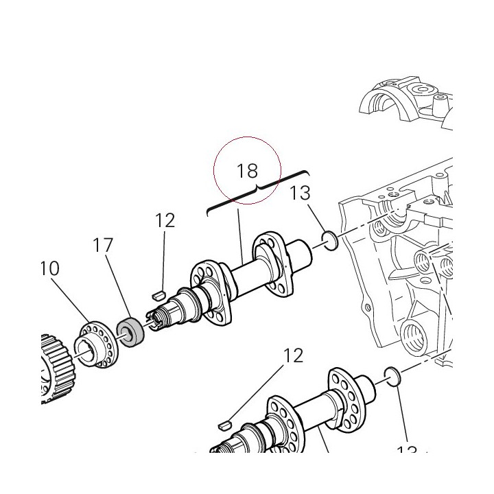Vertical exhaust camshaft 14824351A