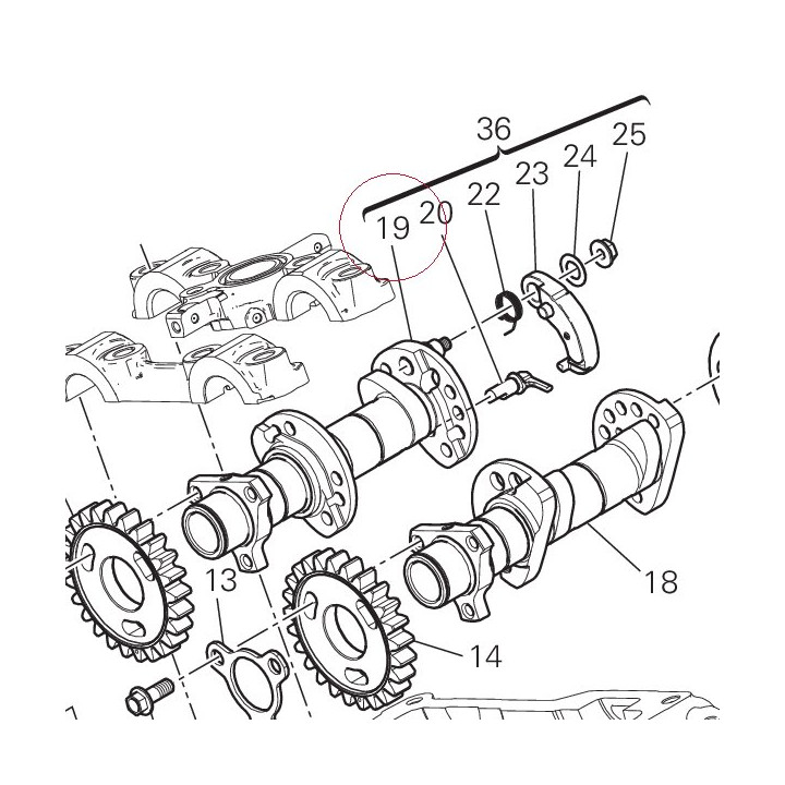Vertical exhaust camshaft 14824481B