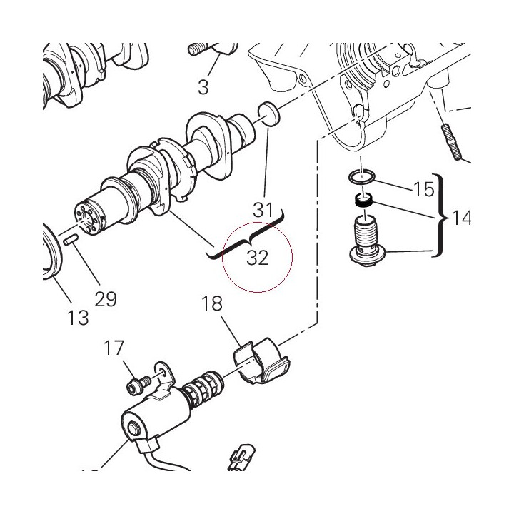 Horizontal exhaust camshaft 14825021E