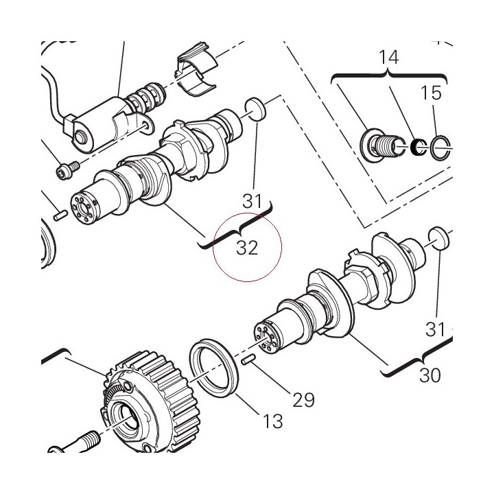 Vertical exhaust camshaft 14825041E