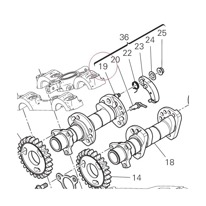 Vertical exhaust camshaft 14825401A