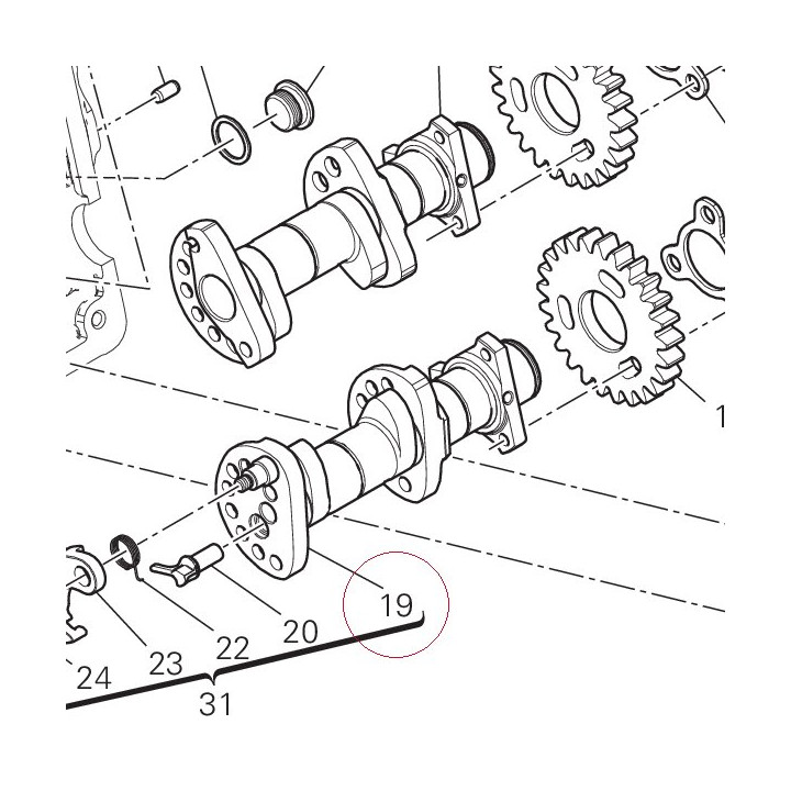 Horizontal exhaust camshaft 14825421B