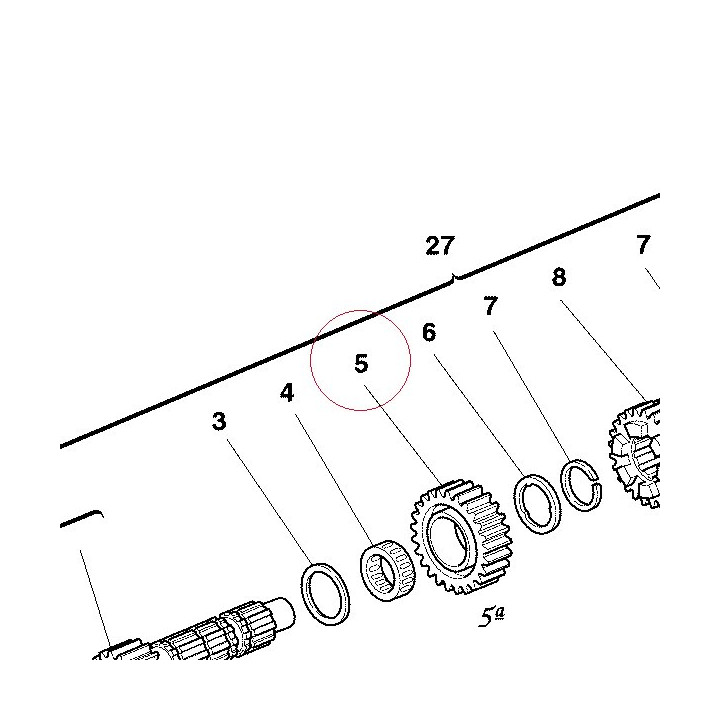 Gear, input 5TH, 24T 17210042A