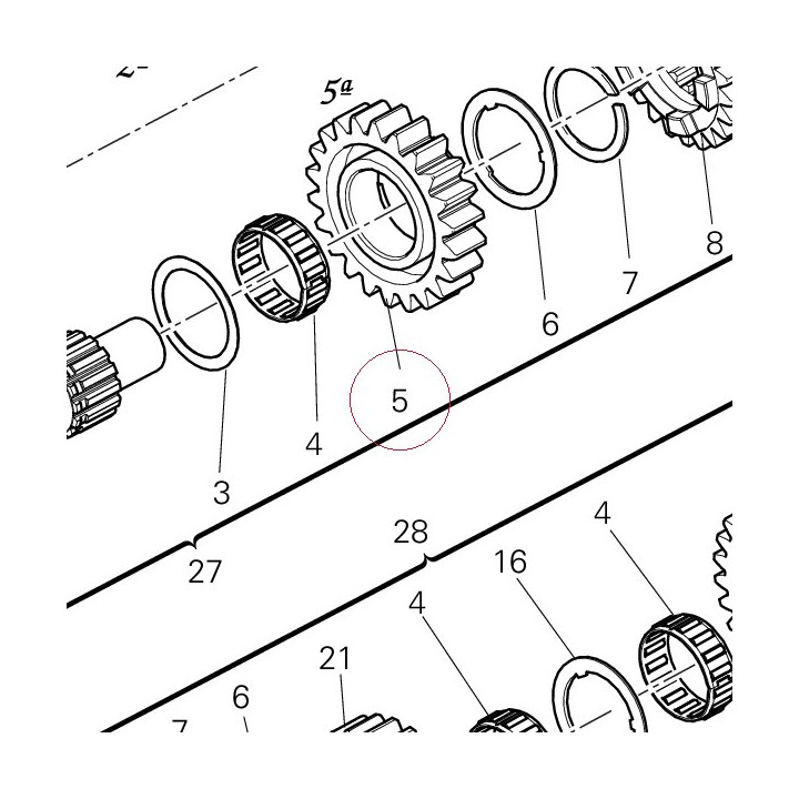 Gear drive 5TH speed T23 17210043C