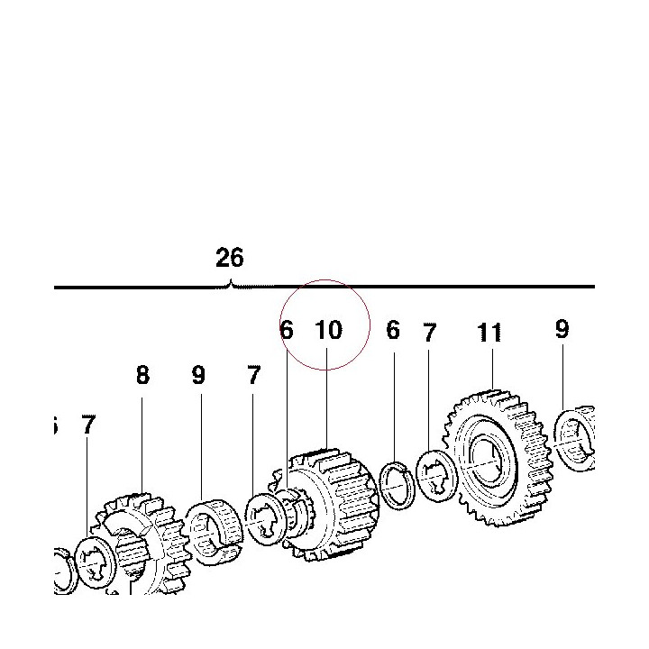 Driven gear 5TH speed T28 17210191A