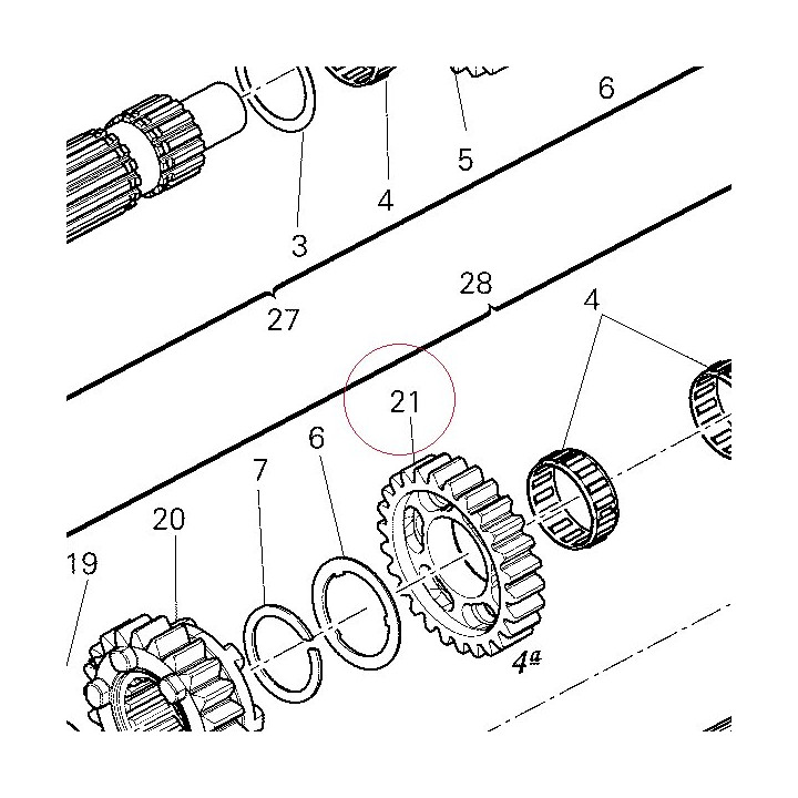 Driven gear 4TH speed T:24 17213043A