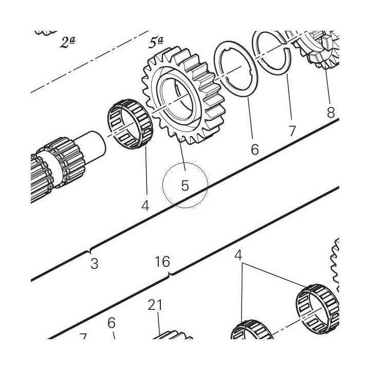 Driven gear 5TH speed 23T 17214601A
