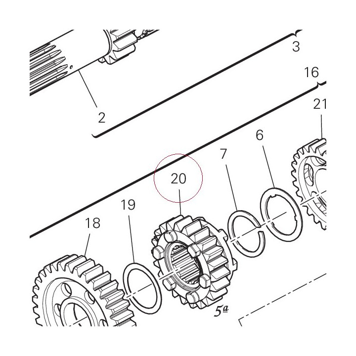 Driven gear 5TH speed T24 17214991A