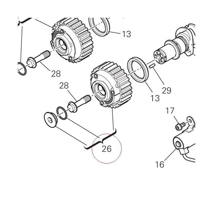 Timing belt pulley, driven 17740042B