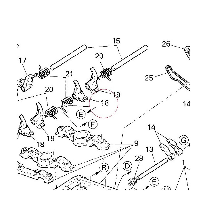 Rocker arm closing intake, right 20910312B
