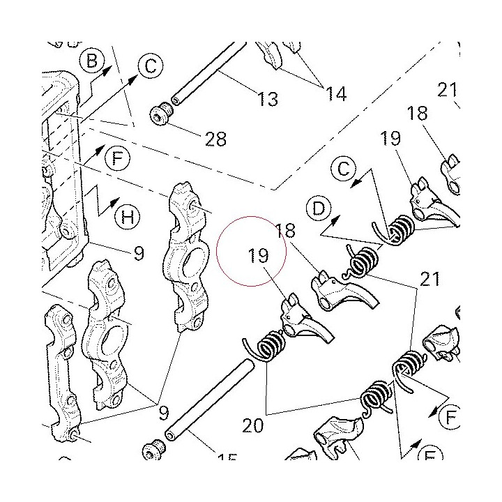 Rocker arm closing intake, left 20910322A