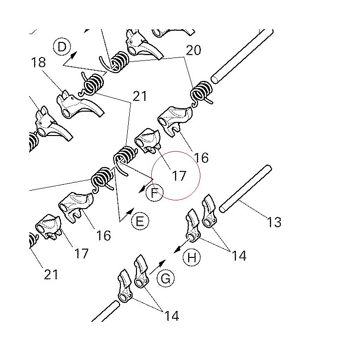 Rocker arm closing exhaust, right 20910332A