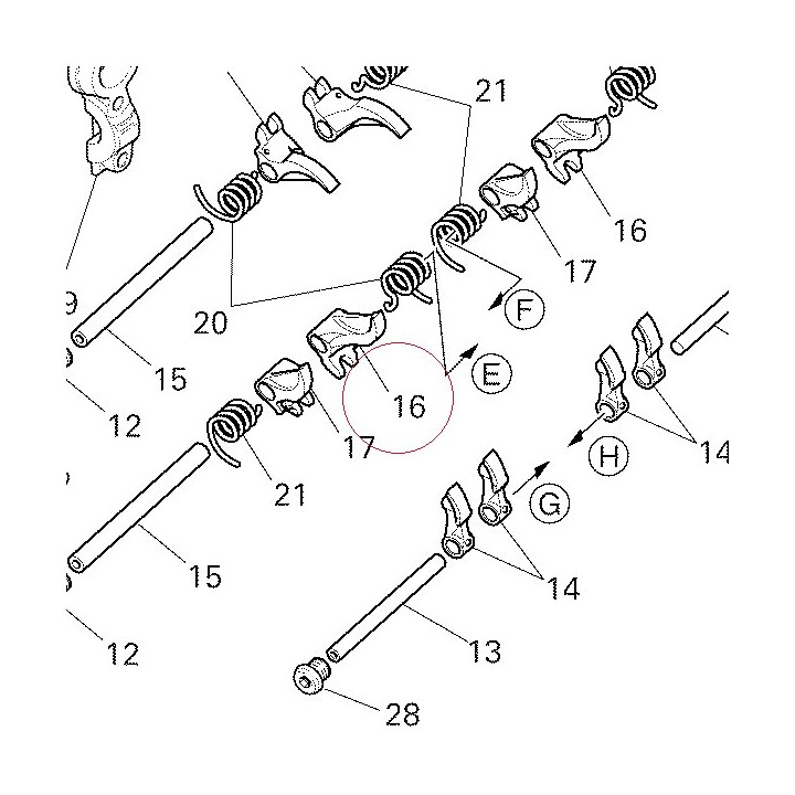Rocker arm closing exhaust, left 20910342B