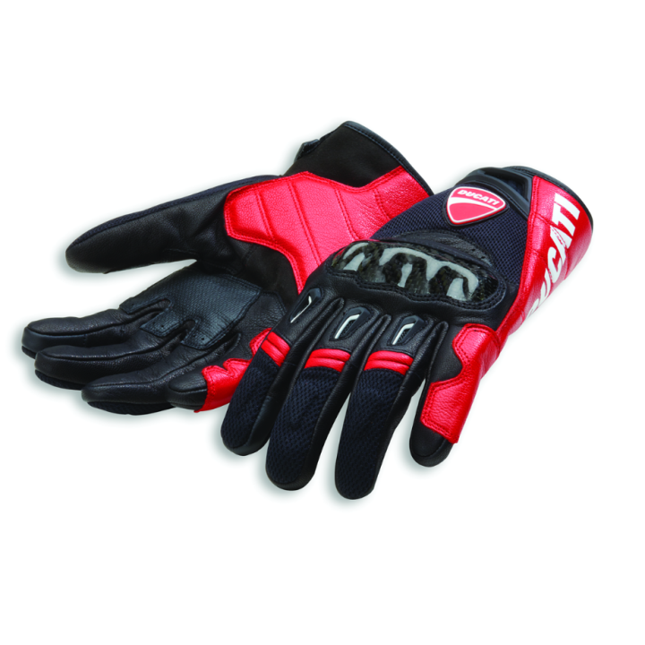 Gants en cuir noir et rouge Company C1