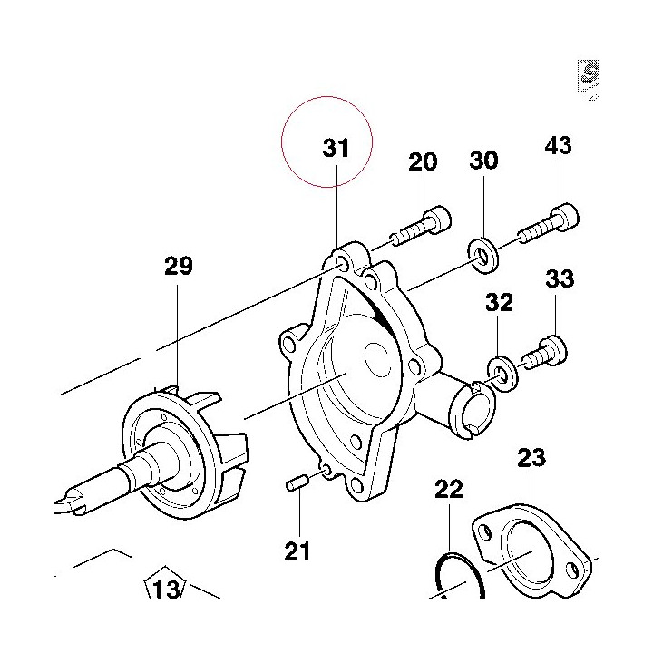 Complete water pump cover 24721661A