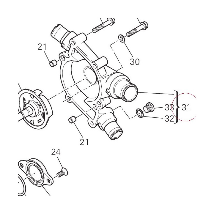Complete water pump cover 24724481AE