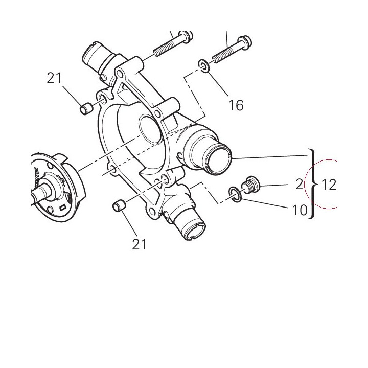 Complete water pump cover 24725241BF