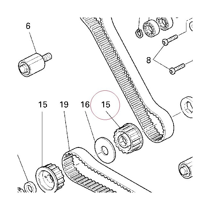 Timing belt roller, drive 25510232A