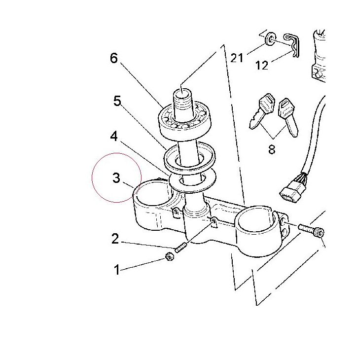 Steering crown with pin 34220151B