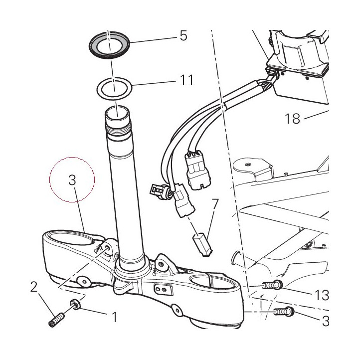 Steering crown with pin 34220612B
