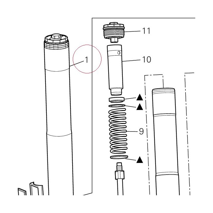 Fork leg assembly, right 34420646A